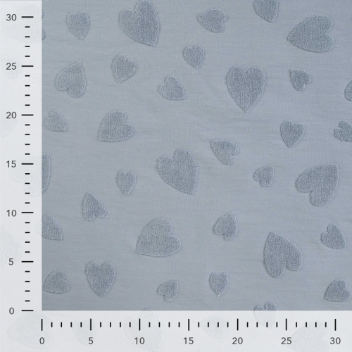 Jersey Jaquard "Herzen" rauchblau Frottee